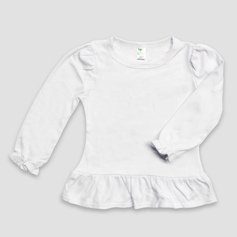 Laughing Giraffe - Toddler & Kids Puff Long Sleeve Ruffle Hem Top | Open Sizing: S (7T)