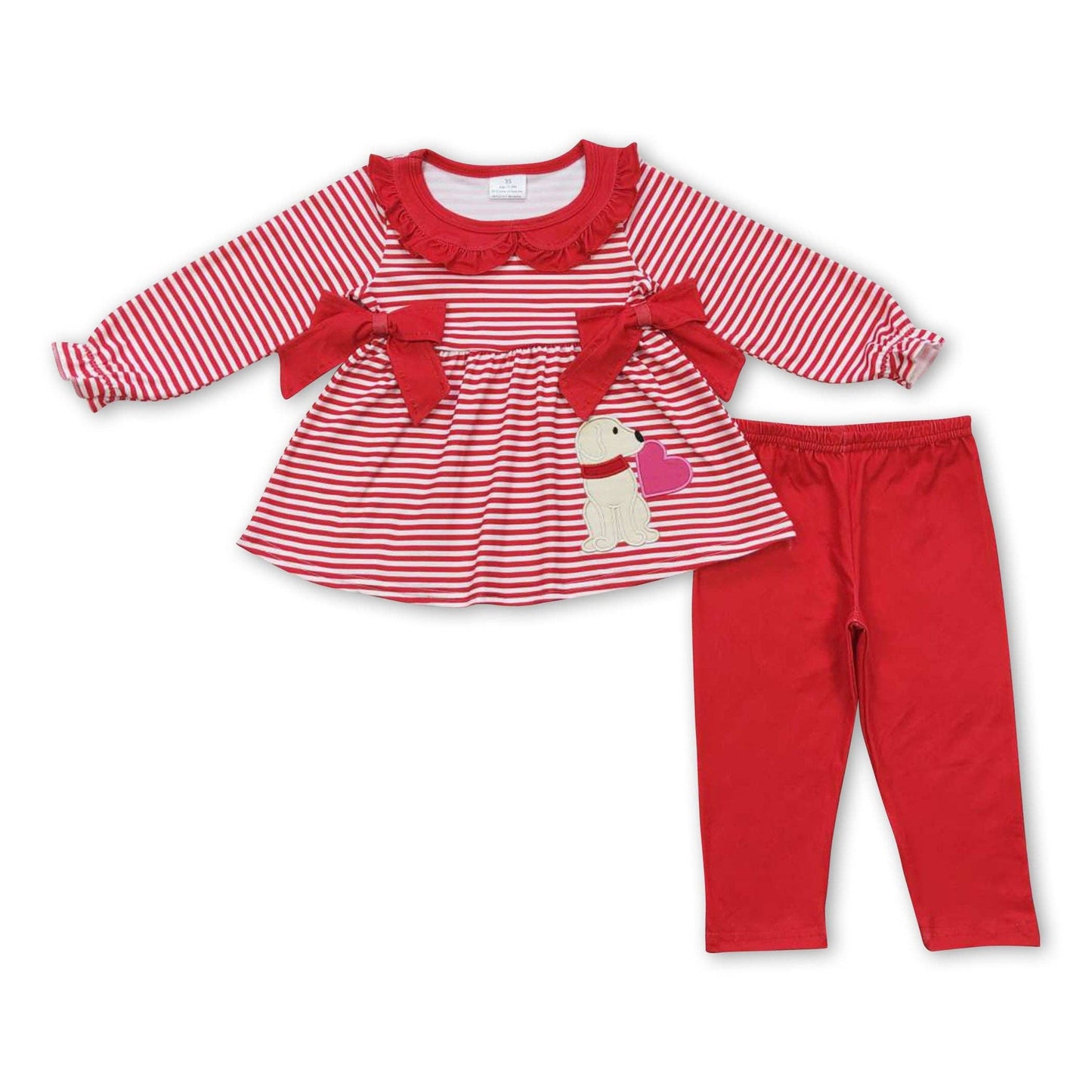 Dog Heart Red Stripe Outfit