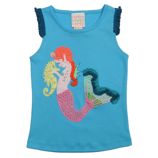 Lemon Loves Lime Boutique - GIRL-Mermaid & Seahorse Tank: 4YR