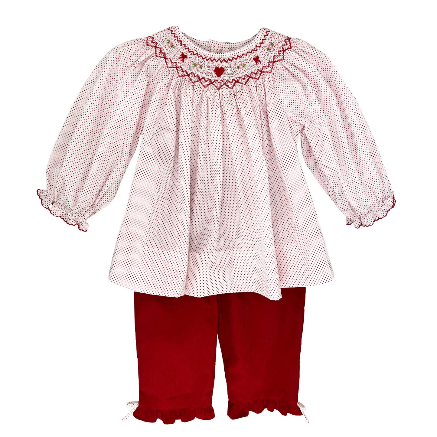 Heart Smocked Top & Pant Set