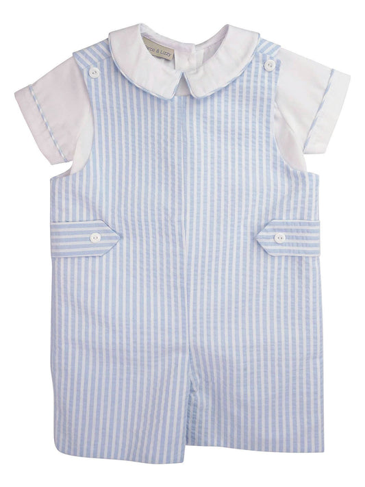 Blue Stripe Baby Boy Overall Set