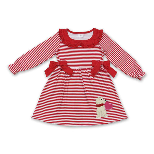 Dog Heart Red Stripe Long Sleeve Dress