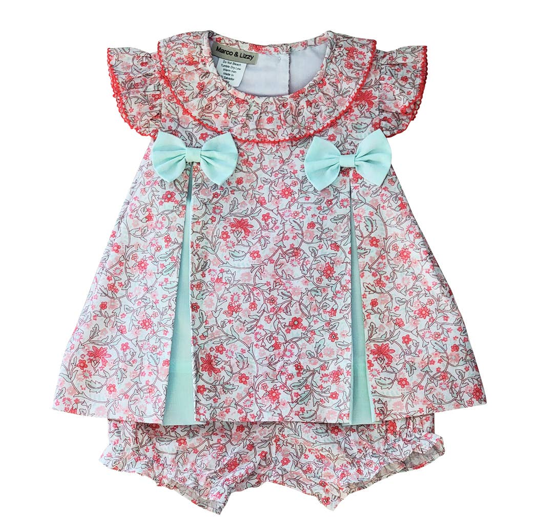 Peggy & Tom Floral and Mint Baby Girl's Diaper Set